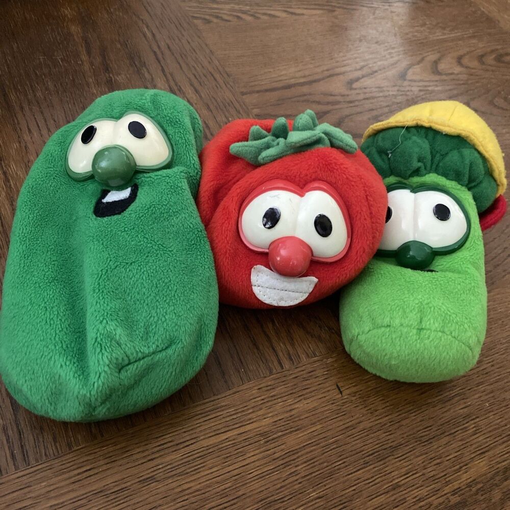 Veggie Tales Plush Lot of 3 Vintage Gund Bob, Larry, Junior Used